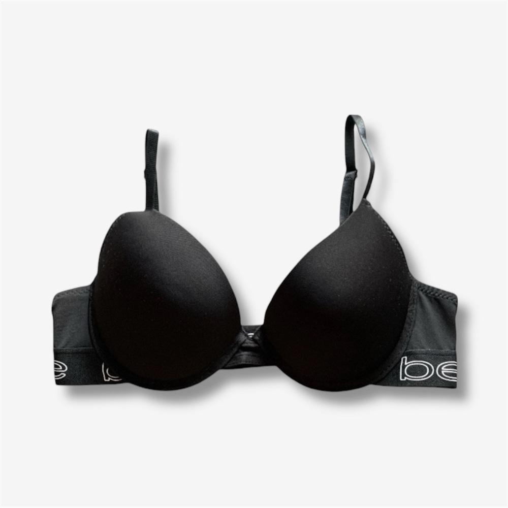 Bebe Black Push Up Bra Size 34C Logo Band Adds 1 Cup Size Like New Never Worn